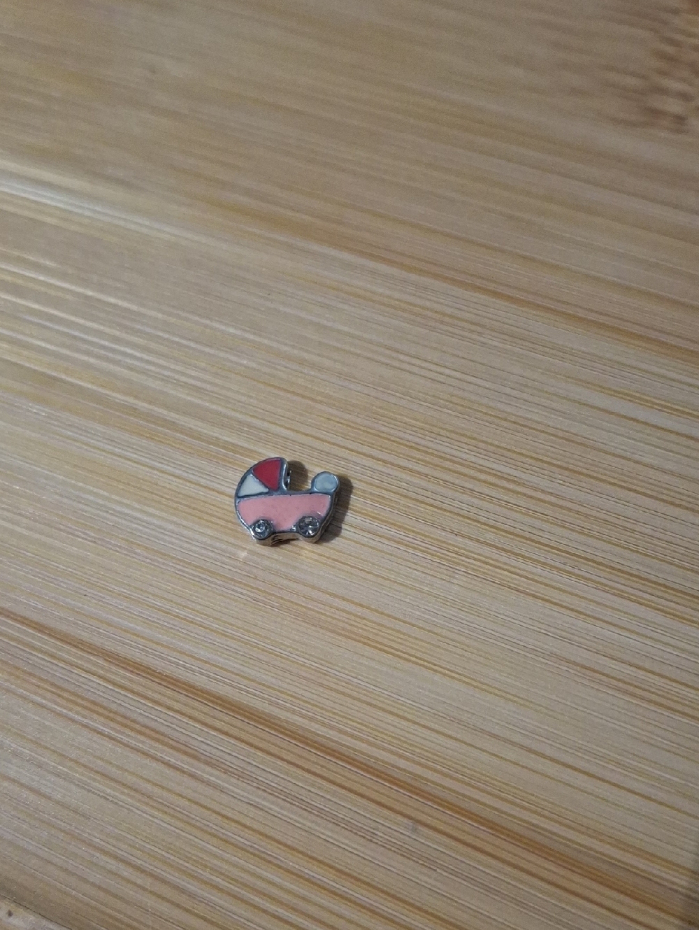 Pink Baby Carriage Enamel Charm For Floating Lockets